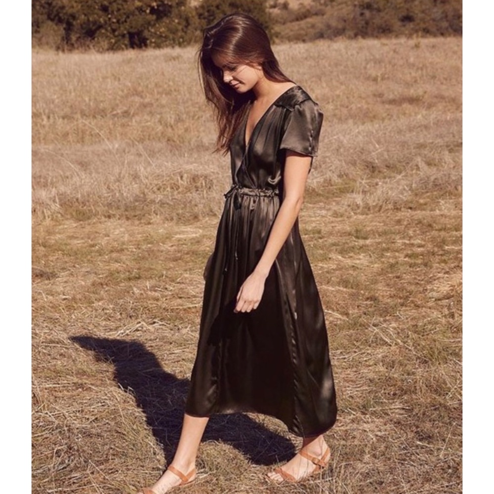 Christy Dawn 100% silk Dawn dress in Dark chocolate brown